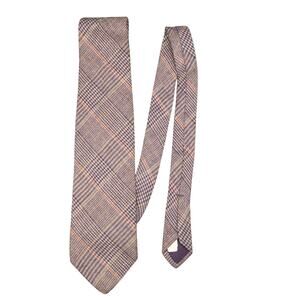 Eagle Shirtmakers Mens Tweed Plaid Cotton Necktie Tie Brown Vintage Made in USA